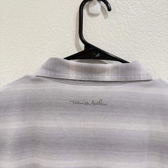 Travis Mathew Beach Camping Stripe Piqué Polo Grey White Short Sleeve Medium - Picture 11 of 14